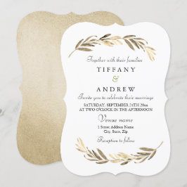 Einfache moderne Elegant Gold Leaf Hochzeit Einladung
