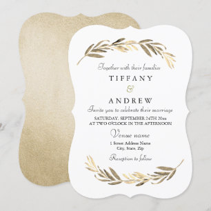Einfache moderne Elegant Gold Leaf Hochzeit Einladung