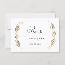 Einfache moderne Elegant Gold Leaf Wedding RSVP
