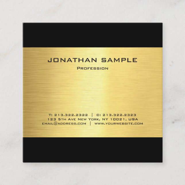 Einfache moderne Elegant Gold Look Luxe Glamour Quadratische Visitenkarte (Vorderseite)