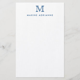 Einfache moderne Elegant Navy Blue Monogram Initia Briefpapier
