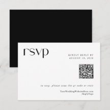 Einfache moderne Elegant Wedding QR Code RSVP Card