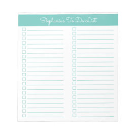 Einfache moderne Elegante Aqua Zwei Spalten Checkl Notizblock