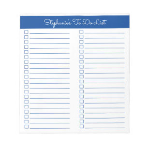 Einfache moderne, elegante Blue Two Column Checkli Notizblock