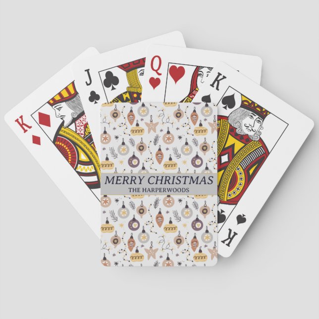Einfache moderne Elegante dekorative Weihnachtsfam Spielkarten (Rückseite)