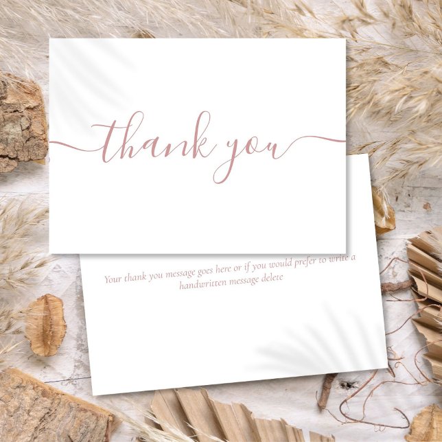 Einfache moderne, elegante, dusty-Rose Dankeskarte (Simple Modern Elegant Dusty Rose Script Thank You Card)