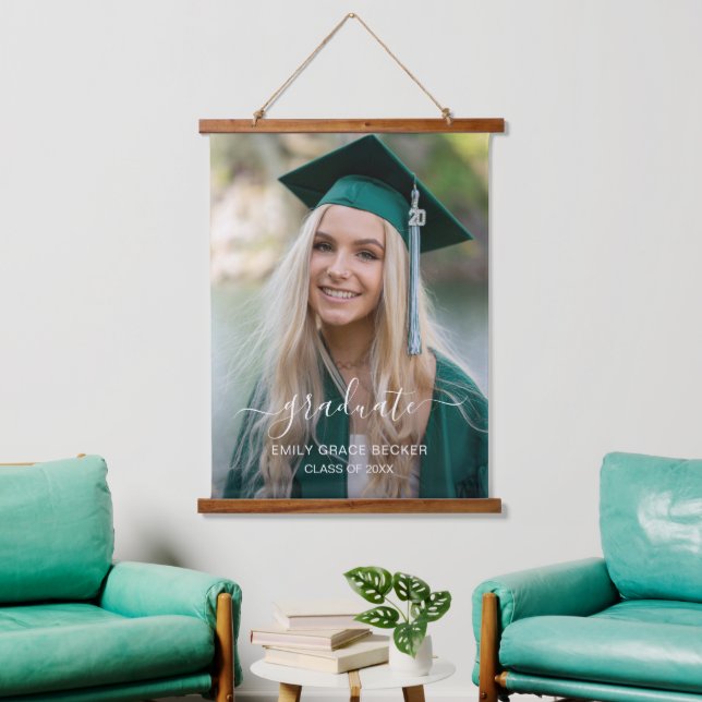 Einfache moderne Elegante Foto Abschluss Wandteppich Mit Holzrahmen (Wohnzimmer)