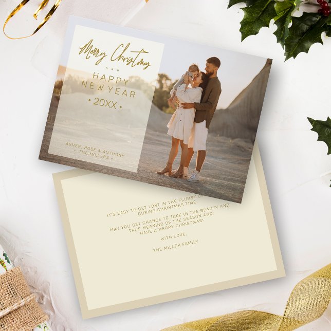 Einfache moderne Elegante Foto Weihnachts-Foto-Fam (Exquisite Modern and Simple Family Holiday Photo Card.with Envelope.)