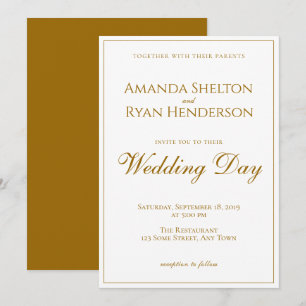 Einfache moderne elegante goldene Schrift Hochzeit Einladung