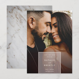Einfache moderne Elegante Marble & Foto Overlay Save The Date