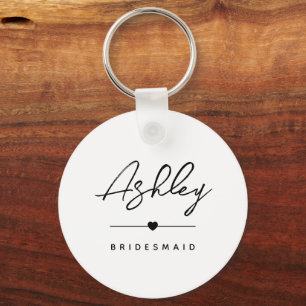 Einfache moderne Elegante Name der Bridesmaid Schlüsselanhänger