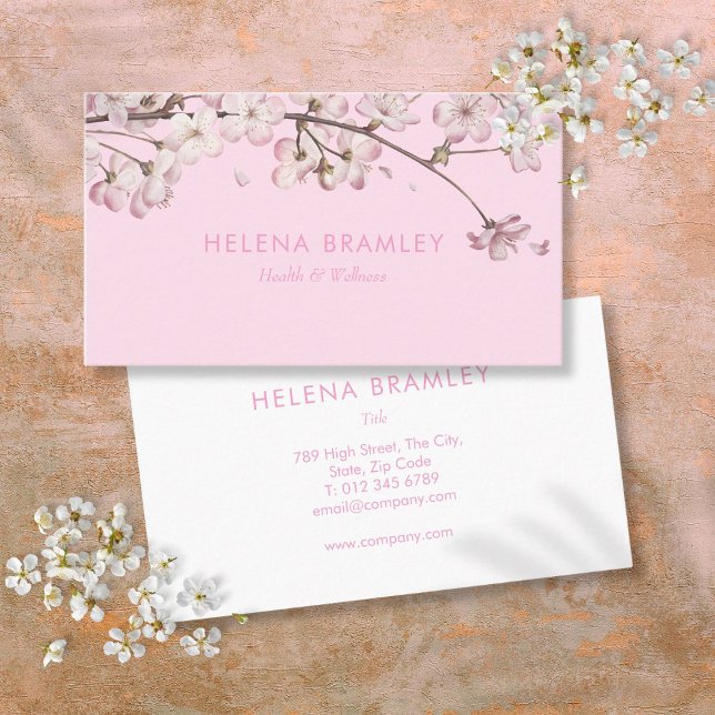 Einfache moderne Elegante Rosa Blossom Visitenkarte (Simple Modern Elegant Pink Blossom Business Card)