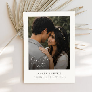 Einfache Moderne Elegante Schrift Foto-Hochzeit Save The Date