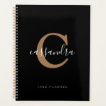Einfache Moderne Elegante Schwarze Gold Mit Monogr Planer<br><div class="desc">Einfache moderne,  elegante Black Gold Mit Monogramm Planer</div>