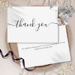 Einfache moderne, elegante schwarze Schrift Dankeskarte<br><div class="desc">Einfache moderne elegante schwarze Skript danke Ihnen Karte. Sie können mit Ihrer eigenen Dankeschön-Nachricht auf der Rückseite personalisieren oder wenn Sie es vorziehen,  Ihre eigene handgeschriebene Nachricht hinzuzufügen einfach den Text löschen. Ein perfekter Weg,  um Ihnen zu danken! Entwickelt von Thisisnotme©</div>