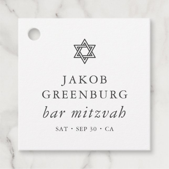 Einfache Moderne Elegante Star von David Bar Mitzv Geschenkanhänger (Vorderseite)