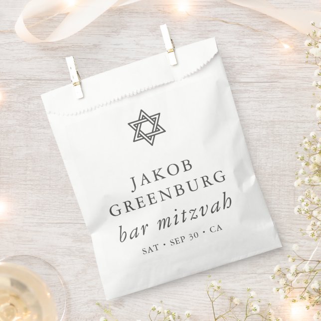 Einfache Moderne Elegante Star von David Bar Mitzv Geschenktütchen (Ausgeschnitten)