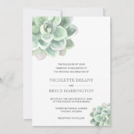 Einfache moderne Elegante Sukkulente Hochzeit Einladung