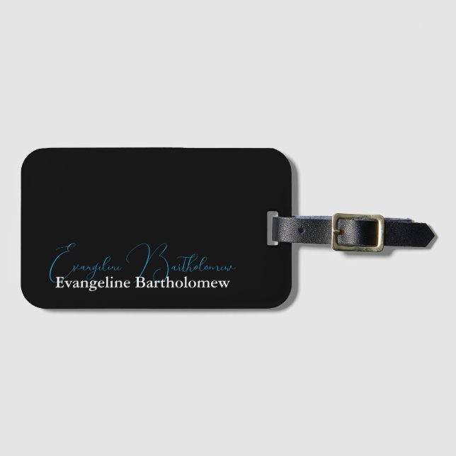 Einfache moderne Elegante Vorname Schwarz und Weiß Gepäckanhänger (Vorderseite (Horizontal))