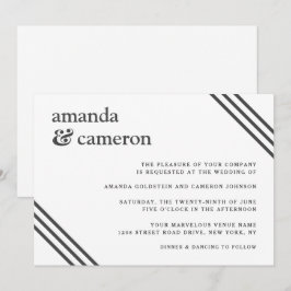 Einfache moderne, elegante White Wedding Einladung