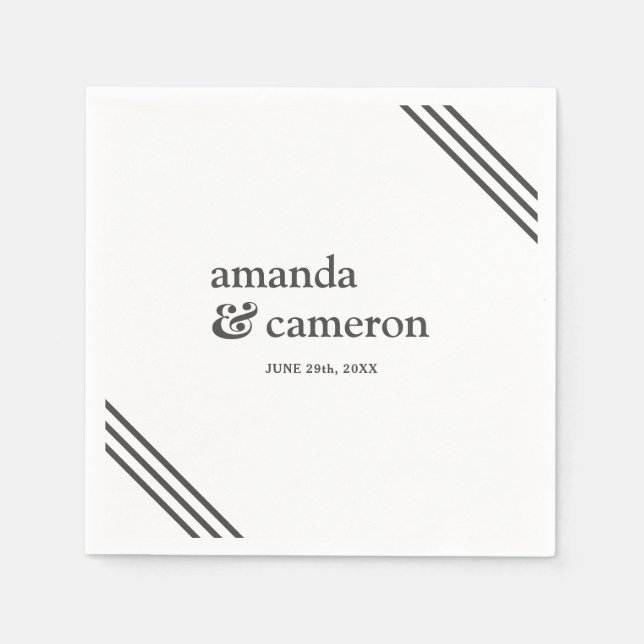 Einfache moderne, elegante White Wedding Serviette (Vorderseite)