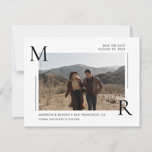 Einfache moderne erste Monogramm mit Foto Save The Date