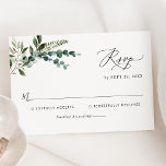 Einfache moderne Eukalyptus-Grüne Hochzeit RSVP Karte<br><div class="desc">Diese individuell gestaltbare RSVP-Karte,  die sich mit unserer Hochzeitskollektion Rustic Greenery abstimmt,  zeichnet sich durch die Mischung von botanischen Aquarellen aus,  moderne Kalligraphie-Schrift gepaart mit einem klassischen Serif-Schriftart in Schwarz aus. Matching-Elemente verfügbar.</div>