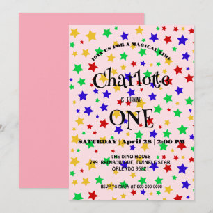 Einfache, moderne, farbenfrohe Star zum Geburtstag Save The Date