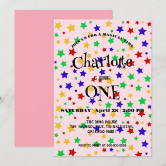 Einfache, moderne, farbenfrohe Star zum Geburtstag Save The Date