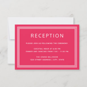 Einfache, moderne, feine Korallenpink-Empfang-Kart RSVP Karte
