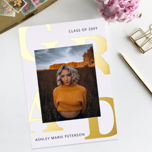 Einfache moderne, fette Briefe Foto Abschluss Foil Folieneinladung