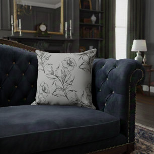 Einfache moderne florale Boho Muster Grau Kissen
