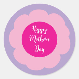 Einfache, moderne, florale Rosa Daisy Happy Mother Runder Aufkleber