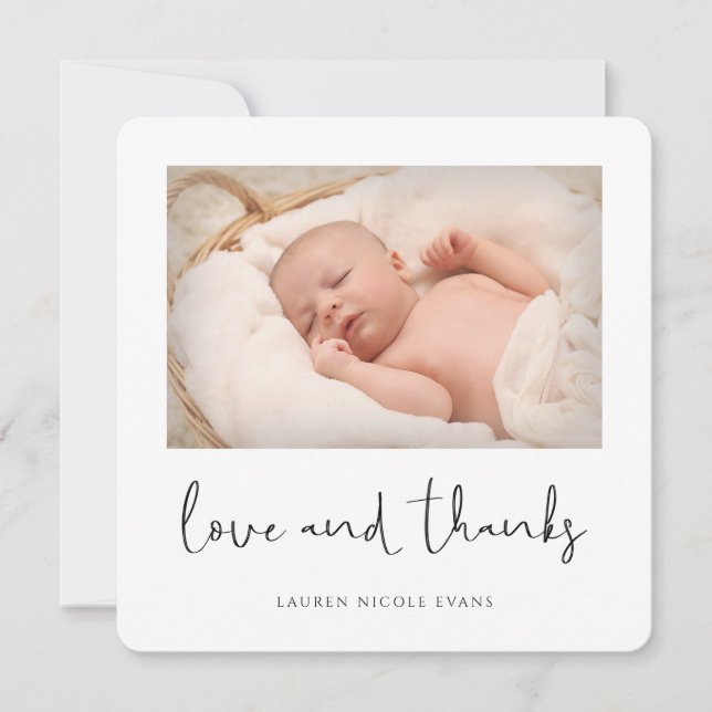 Einfache moderne Foto Babydusche Dankeskarte (Vorderseite)