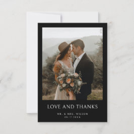 Einfache moderne Foto Black Wedding Dankeskarte