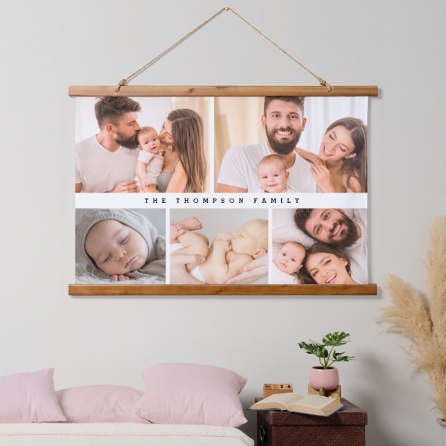 Einfache moderne Foto-Collage Wandteppich Mit Holzrahmen (Schlafzimmer)