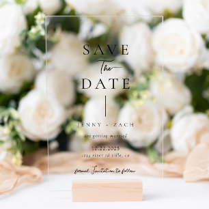 Einfache moderne Foto-Hochzeit Acryl Save the Date Acryleinladungen