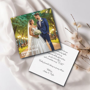 Einfache moderne Foto Hochzeit Danke Karte Hinweis