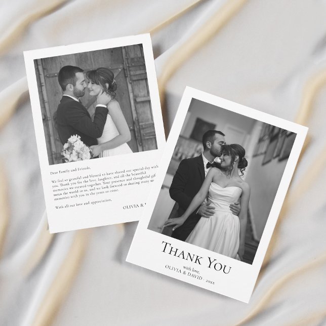 Einfache moderne Foto Hochzeit Dankeschön Karte (Simple Modern Photo Wedding Thank You Card)