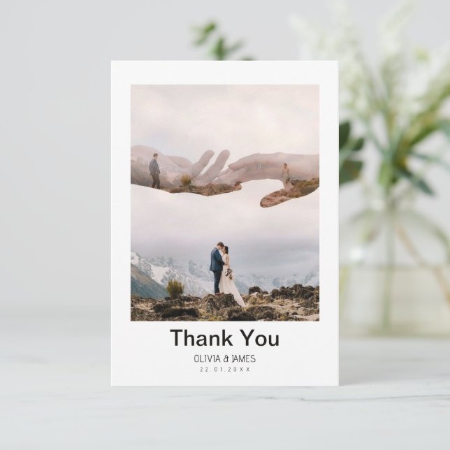 Einfache moderne Foto Hochzeit Vielen Dank Karte W (Stehend Vorderseite)