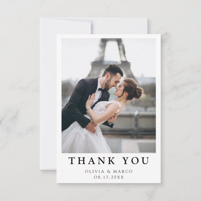 Einfache moderne Foto Hochzeit Vielen Dank Karte W (Vorderseite)