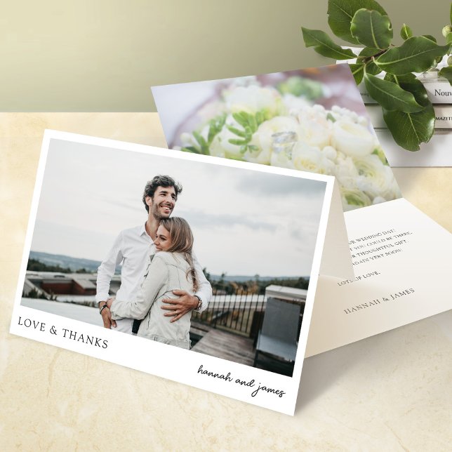 Einfache moderne Foto-Liebe und Dank Hochzeit Dankeskarte (Von Creator hochgeladen)