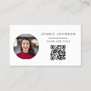 Einfache moderne Foto-Minimal-QR-Code-Visitenkarte Visitenkarte