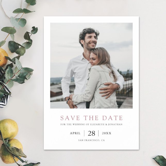 Einfache moderne Foto Rose Gold Save the Date Magneteinladung (Von Creator hochgeladen)
