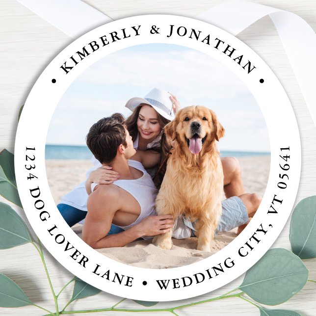 Einfache, moderne Foto-Rücksendeadresse Runder Aufkleber (Von Creator hochgeladen)