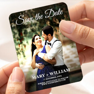 Einfache moderne Foto-Schrift Save the Date Hochze Magnet
