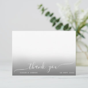 Einfache moderne Foto Script Boho Border Wedding Dankeskarte