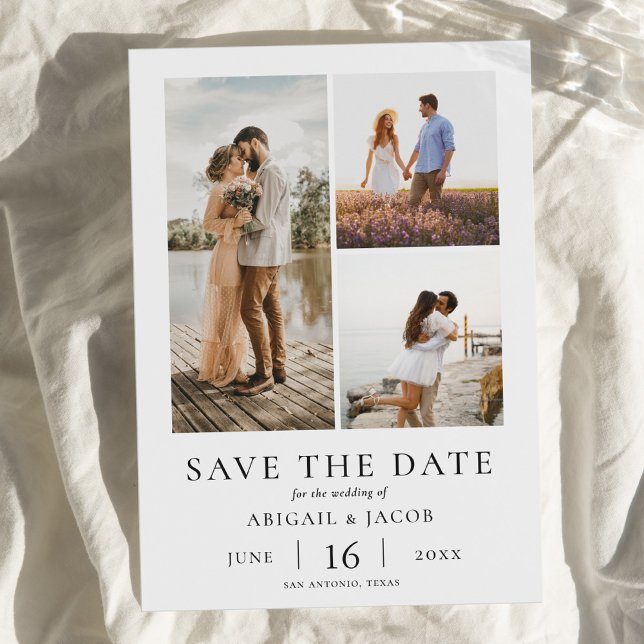 Einfache moderne Fotocollage-Hochzeit - Save-the-D Save The Date (Von Creator hochgeladen)