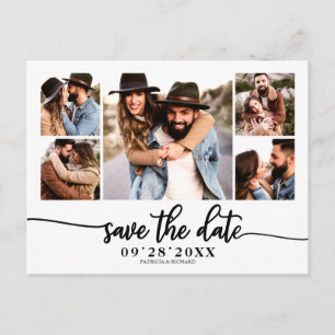 Einfache, moderne Fotocollage-Hochzeit spart das D Postkarte
