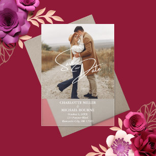 Einfache moderne Fotohochzeit - Rettet das Datum Acryleinladungen